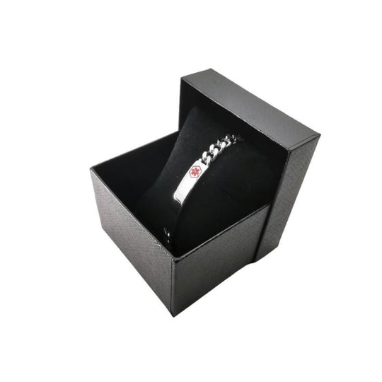 Medic ID Stainless Steel Bracelet 21cm – Engravable Plate & Curb Link Chain