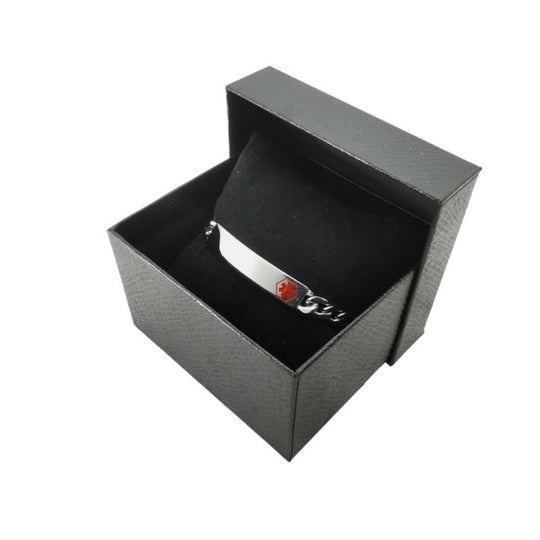 Medic ID Stainless Steel Figaro Bracelet 21cm – Engravable Plate