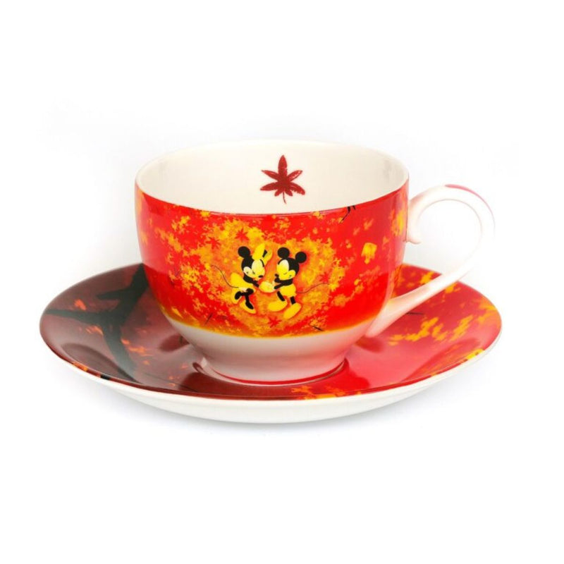 English Ladies Mickey and Minnie Autumn Cup and Saucer Set – fine bone china with autumn leaves design.