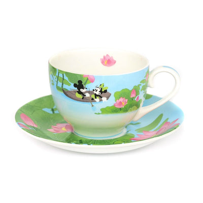English Ladies Mickey and Minnie Summer Cup and Saucer Set – fine bone china with waterlily design.
