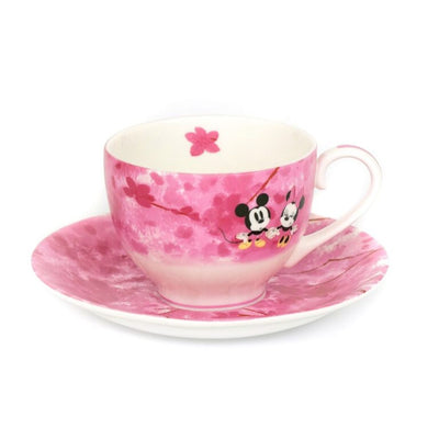 English Ladies Mickey and Minnie Spring Cup and Saucer Set – fine bone china with cherry blossom design.
