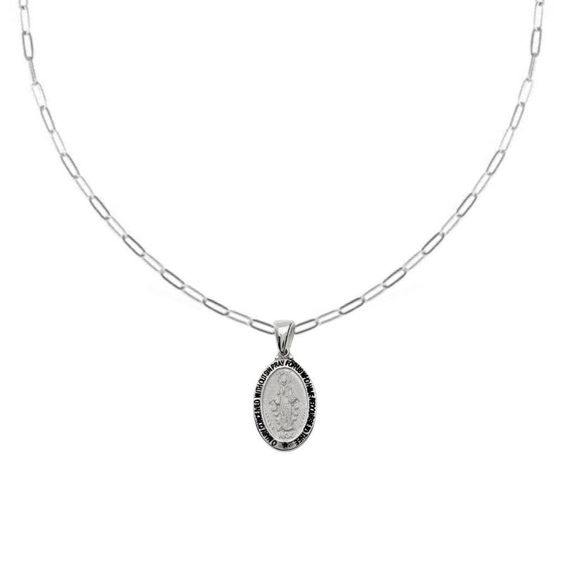 Miraculous Medal Sterling Silver Necklace