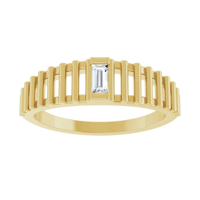 Introducing our newest addition, this beautiful 0.10ct Solitaire Diamond Ring in 14kt Yellow Gold. This women&