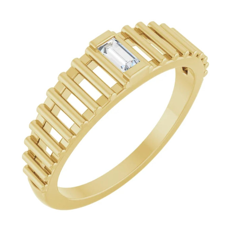 Introducing our newest addition, this beautiful 0.10ct Solitaire Diamond Ring in 14kt Yellow Gold. This women&