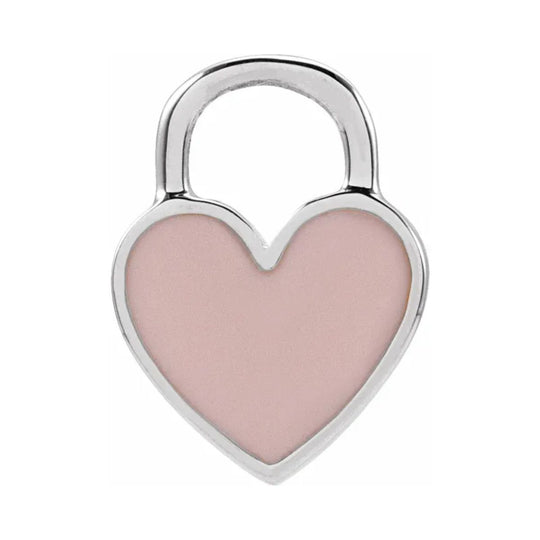 Pink Enamelled Heart Silver Charm Pendant