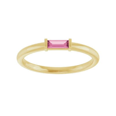 Pink Tourmaline Stackable Ring in 14K Yellow Gold (NEW RELEASE)