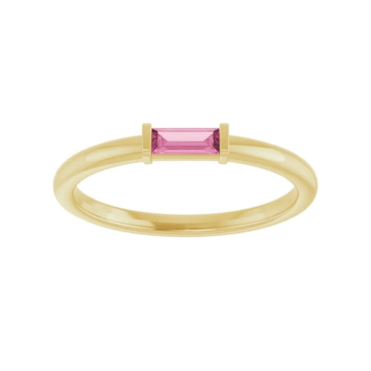 Pink Tourmaline Stackable Ring in 14ct Yellow Gold
