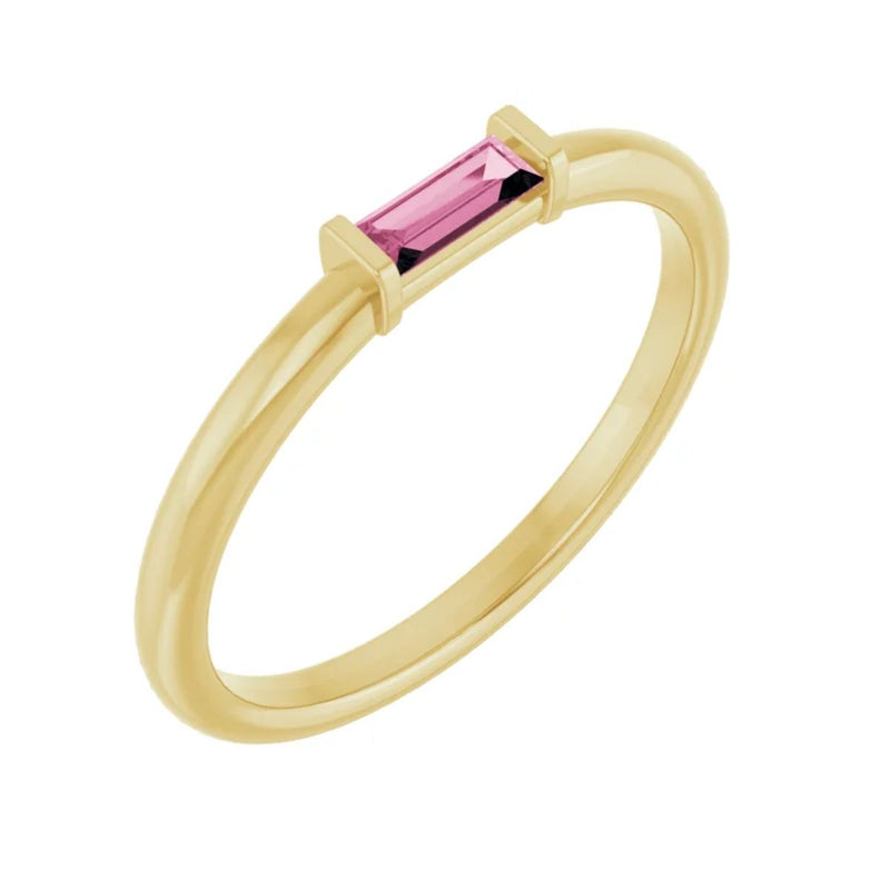 Pink Tourmaline Stackable Ring in 14K Yellow Gold (NEW RELEASE)