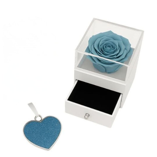 Preserved Rose Gift Box with Engravable Heart Keepsake