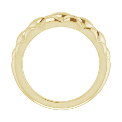 The Quilted Domed Ring crafted from the finest 14K yellow gold. This women's ring is the ideal fashion accessory for work, special occasions or a night out on the town. The gold ring has a quilted diamond pattern and can be a standalone ring or paired with other rings for a unique look.