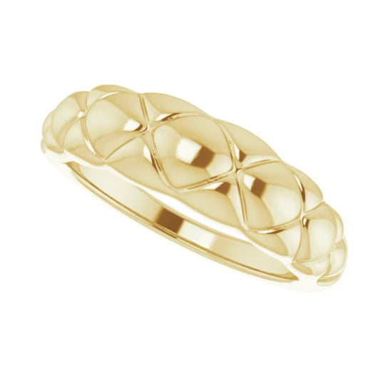 Quilted Domed Ring in 14kt Yellow Gold