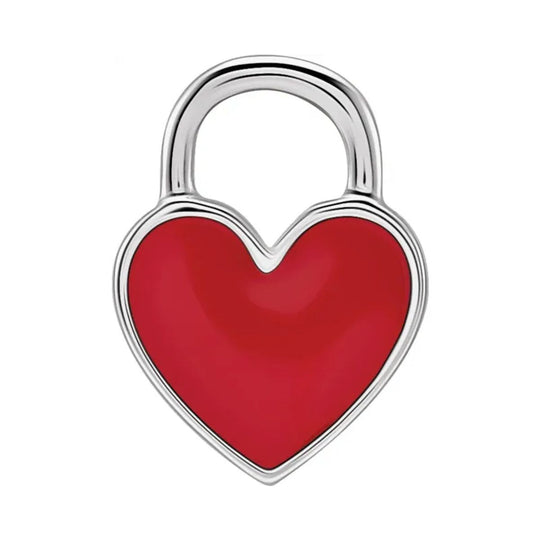 Red Enamelled Heart Sterling Silver Charm Pendant