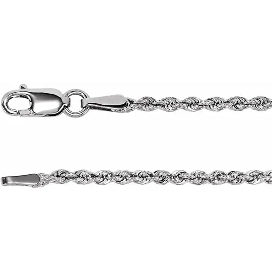 1.85mm Silver Rope Chain in 4 Lengths with Tarnish Resistant Technology.
