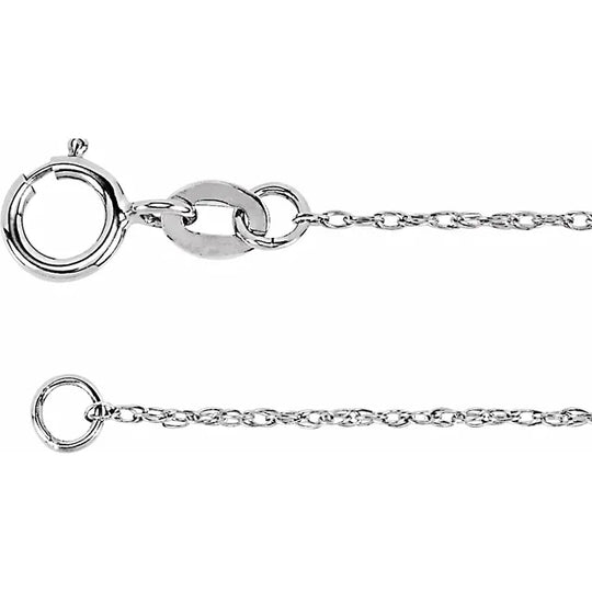 1mm Rhodium Plated Sterling Silver Rope Chain - Tarnish Resistant available in 4 Lengths for the Perfect Fit!