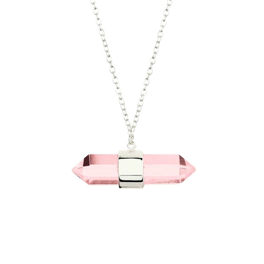 Rose Quartz Crystal Necklace in Sterling Silver