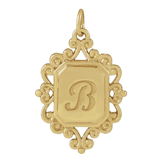 Scroll Engravable Pendant in 14kt Yellow Gold