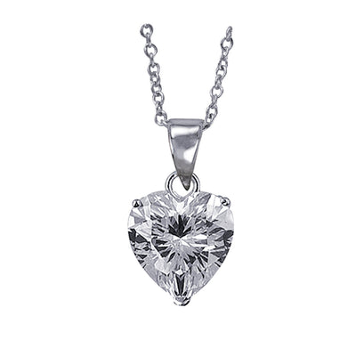 Close-up of the 9mm heart CZ pendant on adjustable 45+5cm chain