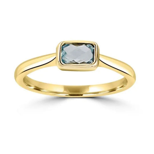 9ct Yellow Gold Sky Blue Topaz Bezel Ring