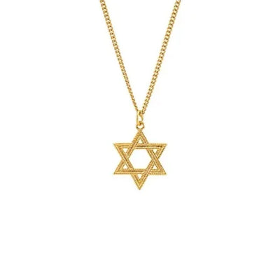 A sleek Star of David pendant in 24K Gold Plated Sterling Silver on a 60cm chain, showcasing a timeless design, perfect for expressing faith with elegance.