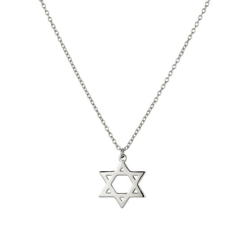 A beautiful sterling silver Star of David pendant on a chain, highlighting the fine craftsmanship and delicate design, representing a meaningful expression of faith.