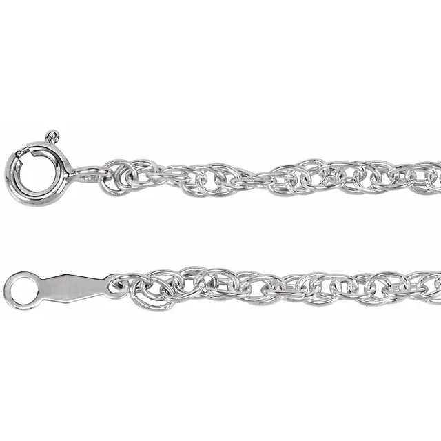 Our 925 Sterling Silver 2.5mm Rope Chain in 40,45 and 50cm lengths are ideal for adding a pendant and creating a necklace. Part of our silver jewellery collection, this is a must-have chain for any jewellery collection. Shop online with Confidence with Jewels of St Leon Australia.