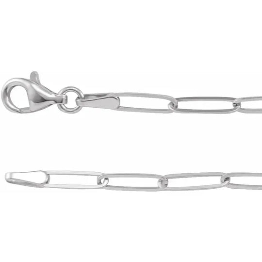 2.6mm Paperclip Silver Chain available in 4 Lengths - Sleek and Sophisticated!