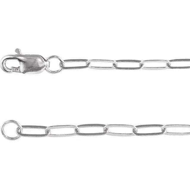 2mm Silver Paperclip Chain available in 4 Lengths - Featured in Elle and Harper&