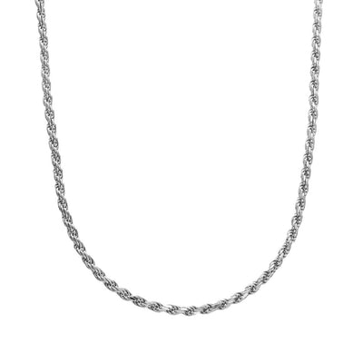 Explore our range of Silver Chains. Our Sterling Silver 3mm Diamond Cut Rope Chain in 45, 55, 60 and 70cm lengths. Tarnish resistant and ideal for creating a necklace. Part of our silver jewellery collection, this is a must-have chain for both Men and Women. Shop online with confidence with Jewels of St Leon Australia.