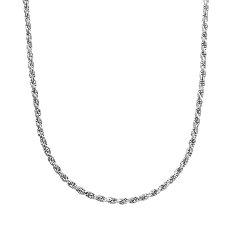 Explore our range of Silver Chains. Our Sterling Silver 3mm Diamond Cut Rope Chain in 45, 55, 60 and 70cm lengths. Tarnish resistant and ideal for creating a necklace. Part of our silver jewellery collection, this is a must-have chain for both Men and Women. Shop online with confidence with Jewels of St Leon Australia.