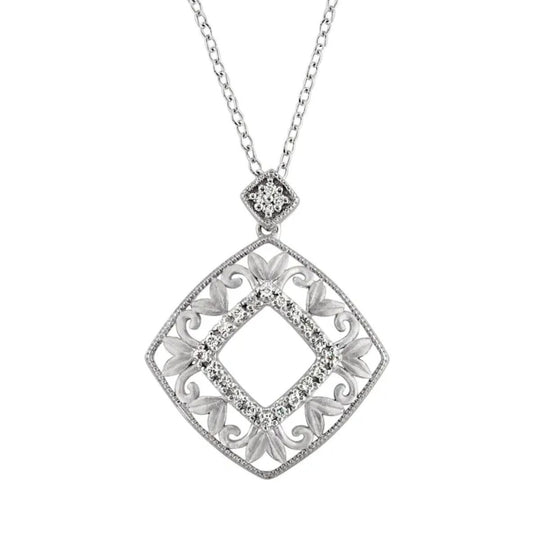 0.16ctw Diamond Filigree 45cm Necklace in Sterling Silver