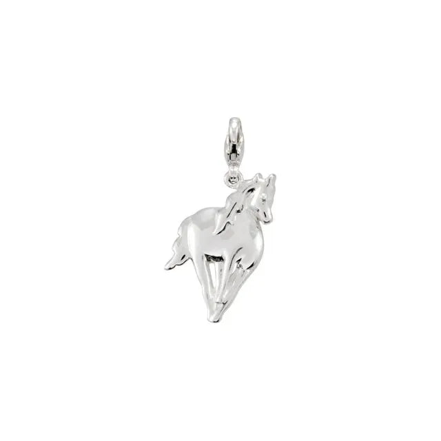 Horse Charm Silver with Lobster Clasp in Sterling Silver