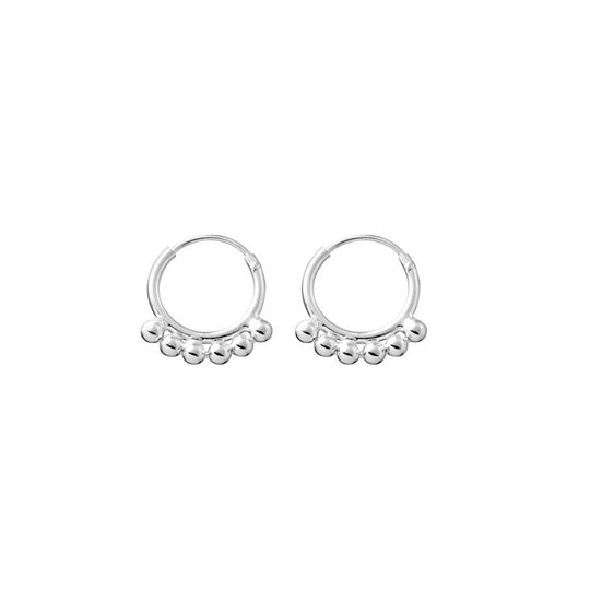 Petite Loop Earrings with Ball Details in Sterling Silver