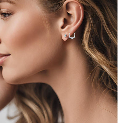 Petite Loop Earrings with Ball Details in Sterling Silver (New Release)
