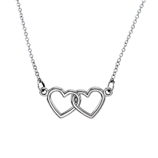 Sterling Silver Tiny Posh® Double Heart Necklace
