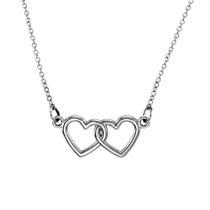 The Double Heart Necklace in Sterling Silver from Posh Mommy&