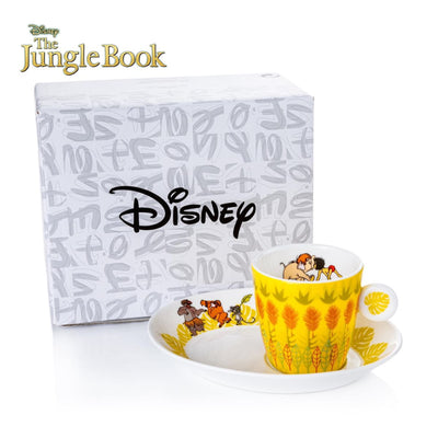 The Jungle Book Espresso Cup Set, featuring your favourite characters from the beloved animated movie. This beautifully designed and hand decorated set is perfect for enjoying a smooth espresso and a biscuit, or even Irish Coffee, Babyccino, Hot Tea, Hot Chocolate, and your favourite dessert like chocolate pudding. Whether you're a fan of The Jungle Book or an espresso coffee lover, this set will surely impress. Available from Jewels of St Leon.