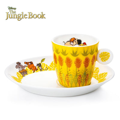 The Jungle Book Espresso Cup Set, featuring your favourite characters from the beloved animated movie. This beautifully designed and hand decorated set is perfect for enjoying a smooth espresso and a biscuit, or even Irish Coffee, Babyccino, Hot Tea, Hot Chocolate, and your favourite dessert like chocolate pudding. Whether you're a fan of The Jungle Book or an espresso coffee lover, this set will surely impress. Available from Jewels of St Leon Jewellery, Giftware and Watches.