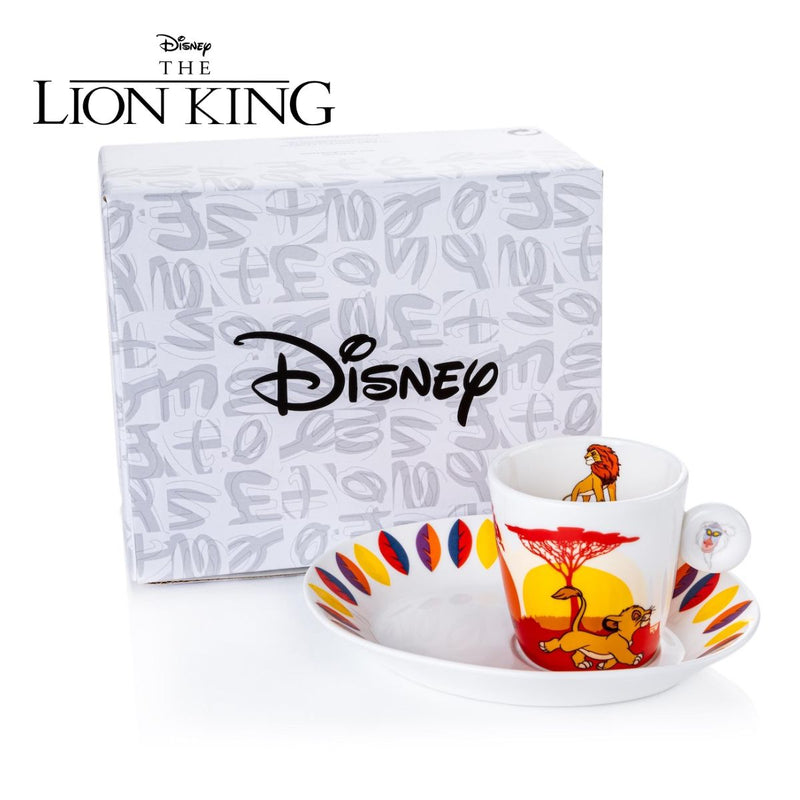 The Lion King Espresso Cup Set, featuring your favourite characters from the beloved animated movie. This beautifully designed and hand decorated set is perfect for enjoying a smooth espresso and a biscuit, or even Irish Coffee, Babyccino, Hot Tea, Hot Chocolate, and your favourite dessert like chocolate pudding. Whether you&