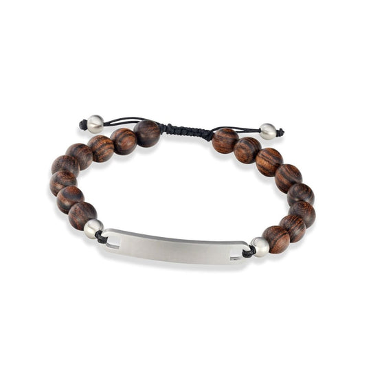 Men's Tigerwood Bead ID Bracelet
