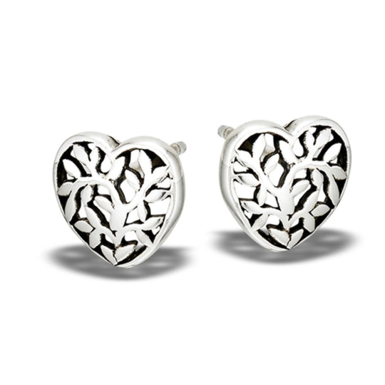 Tree of Life Heart Earrings in Sterling Silver