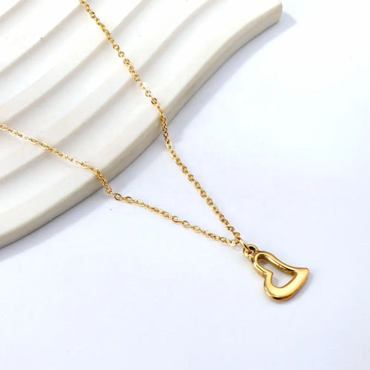 18K Gold Plated Stainless Steel Trendy Heart Necklace