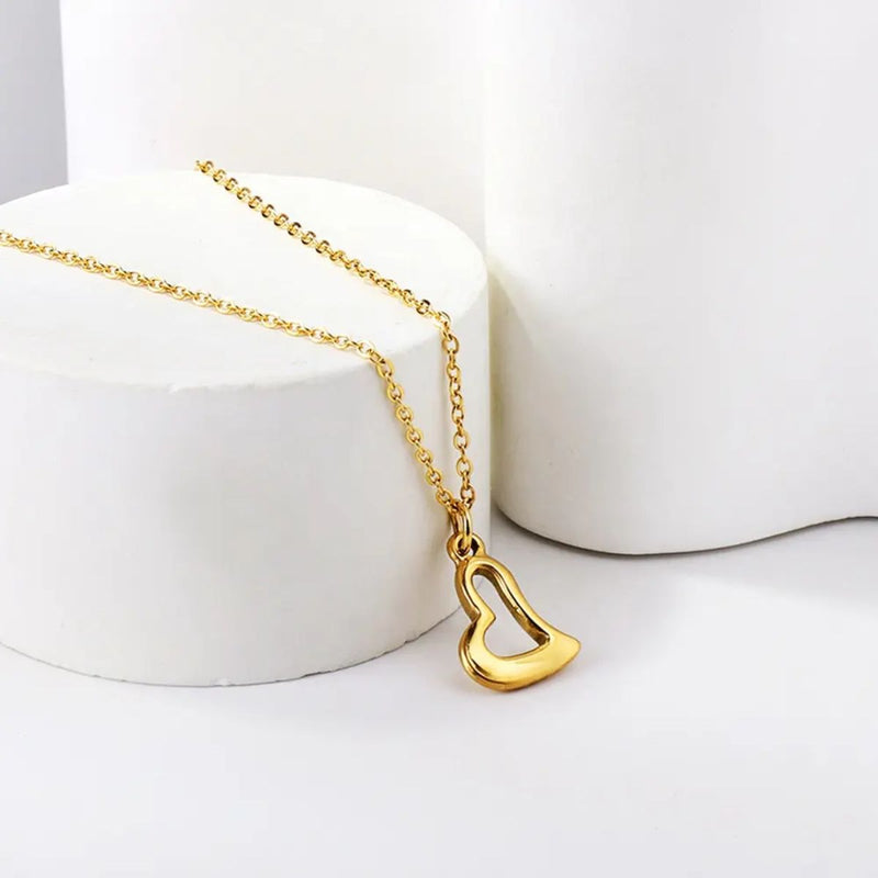 18K Gold Plated Stainless Steel Trendy Heart Necklace