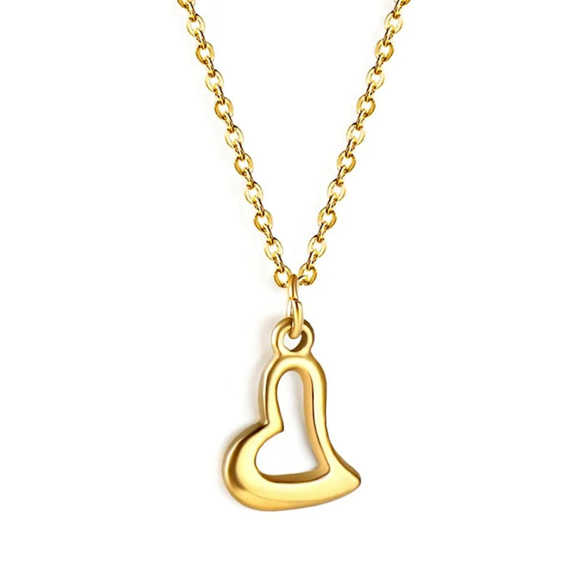 18K Gold Plated Stainless Steel Trendy Heart Necklace