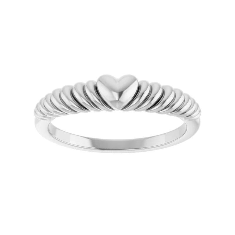 Croissant Domed Heart Ring in 14kt Yellow, White or Rose Gold