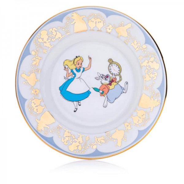 From the Beloved Disney Classic Alice in Wonderland is this handmade and hand decorated fine bone china Plate with Alice and the White Rabbit, Don&