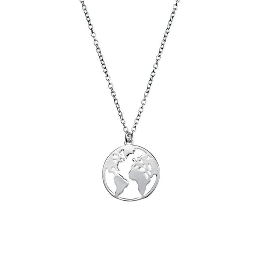 World Pendant Necklace in 925 Sterling Silver