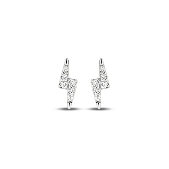 18ct White Gold 0.04ct Lab-Grown Diamond Lightning Bolt Stud Earrings