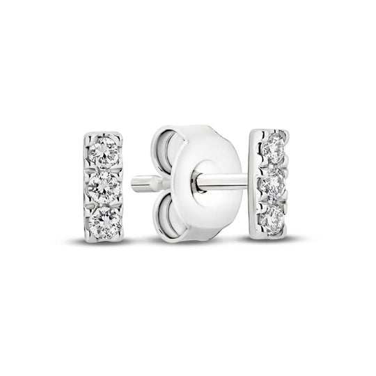 18ct White Gold 0.10ct Lab-Grown Diamond Bar Stud Earrings