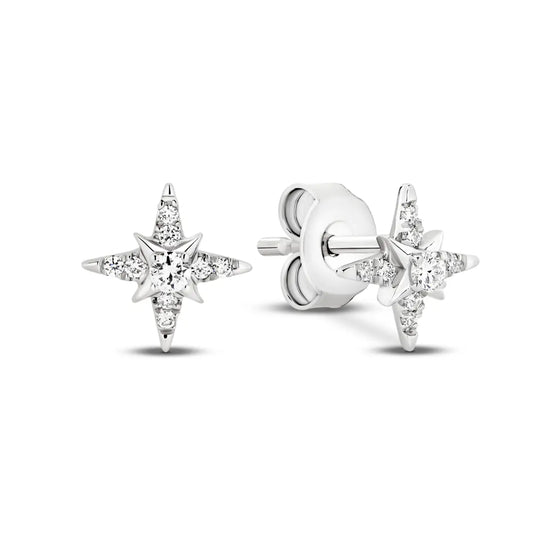 18ct White Gold 0.10ct Lab-Grown Diamond Star Stud Earrings