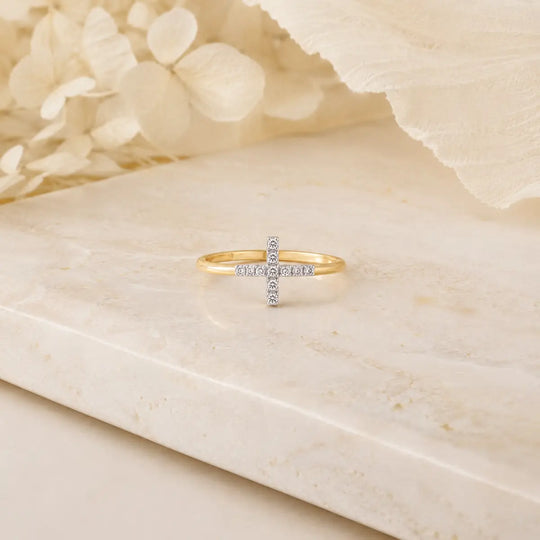 9ct Gold Lab-Grown Diamond Cross Ring